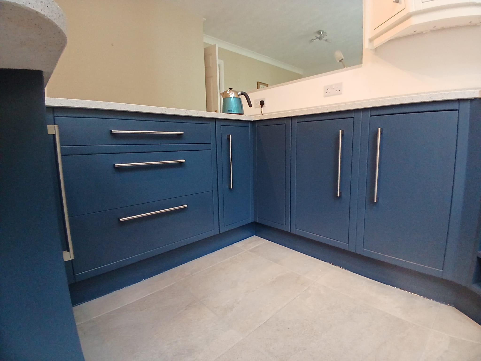 Kitchen cabinets after being refinished in Leeds